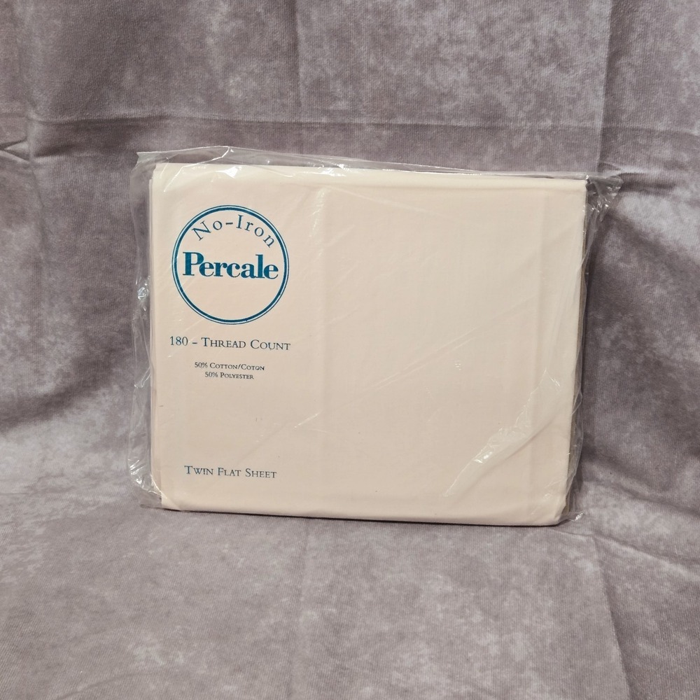 Vtg No Iron Percale Twin Flat Sheet Petal Pink 180 Thread Count Cotton/Poly NIP